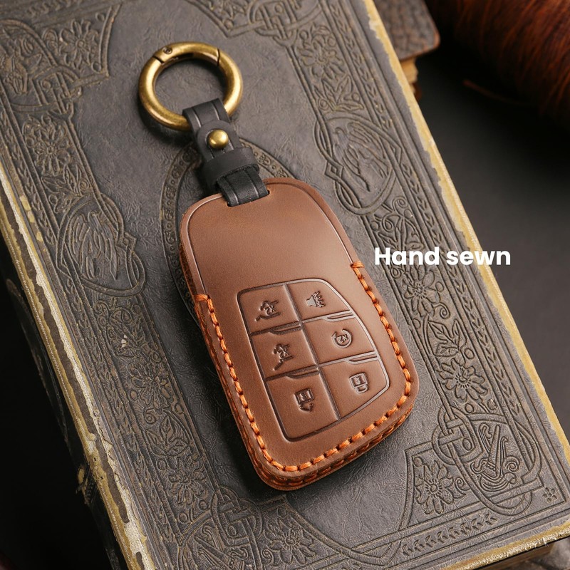 OLLEN Screws-Free Premium Leather for Key Fob Cover, Fit for