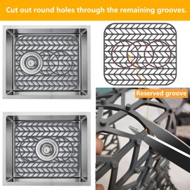Sink Protectors for Kitchen Sink 12x11 & 13x11,Silicone Kitchen Sink mats Protector for Bottom of Farmhouse Sink(13.58"×11.6" Gray)