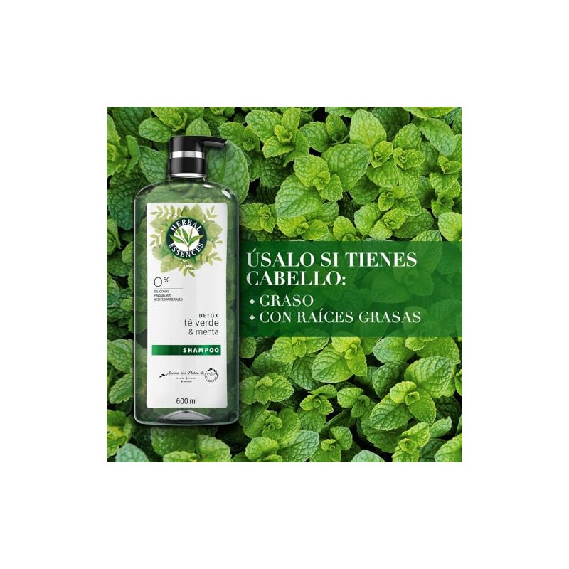 Herbal Essences Shampoo Detox Té verde & menta 600 ml