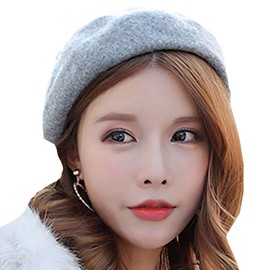 CHROME CRANE CB027 Women's Beret Wool Hat, Stylish, Cute, Casual, Autumn and Winter