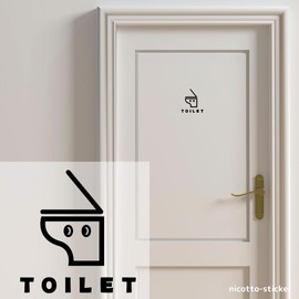nicotto Room Sign Sticker RESTROOM Toilet Mark, Stylish, Cute, Cute, Black