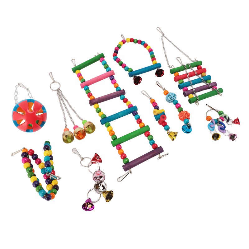 Bird Toy Set Colorful Boredom Relief Chewing Climbing Parrot Swing