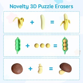 Kleeblatt Fruits Erasers Desk Pets for Kids Assembled Eraser 3D Puzzle Erasers Classroom prizes,Class Pets,Party Favors