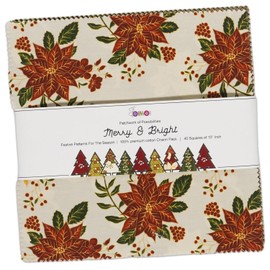 40 Pcs 10 x 10 inches Quilting Fabric Bundles, Printed Layer Cakes Patchwork Materials for Holiday Crafts Cloths Décor, DIY Cotton Fabric Squares, Charm Squares for Quilts, Sewing - Mery & Bright