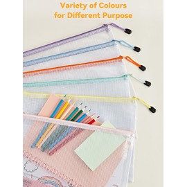 HEETA HEETA 12 Stück Dokumententasche A4, Starke Zipper Beutel, Wasserdichte Dokumentenbeutel mit sicheren Reißverschlüssen für Büro Schule Zuhause Reisen Aufbewahrung, 12 Farben