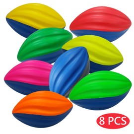 Macro Giant 5 Inch PU Foam Spiral Football, Set of 8, Multi Colors, Training Practice, Kid Toy, Yard Game, Indoor Outdoor