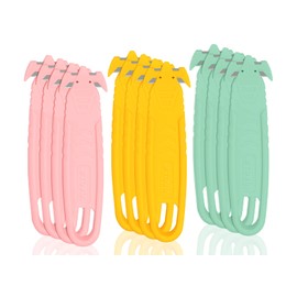 T TOVIA Package Opener of Recessed Concealed Stainless Steel Blade, Safety Box Cutter Knife Plastic Cutter for Box, Carton, Shrink Wrap, Plastic Straps, 12pcs 3 colors