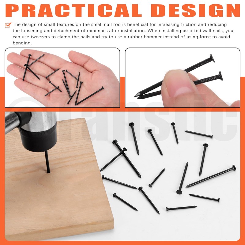 Tanstic 500 Pieces 4 Sizes Hardware Nails Assortment Kit Finishing