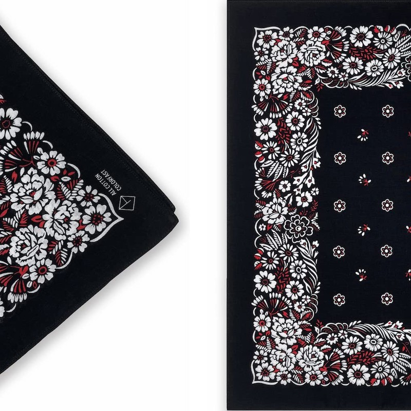 Trifong Bandana, 100% Cotton, Cashew Nut Pattern, Paisley Handkerchief, Unisex,
