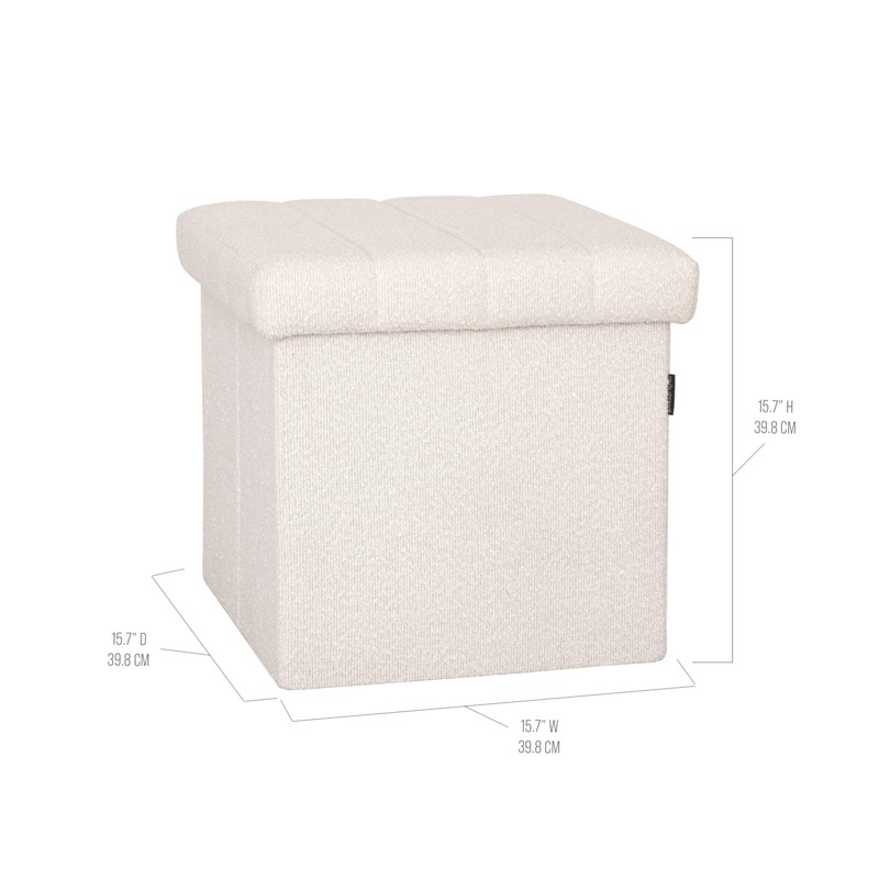 Seville Classics Cushioned Fabric Ottoman Hidden Storage Chest Footrest Chair,