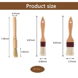 3 Pcs Pastry Brushes, Pastry Brush, Wooden Durable Cooking Brush, Pastry Brushes for Baking Ideal for Applying Oils Glazes Milk and Egg Yolk