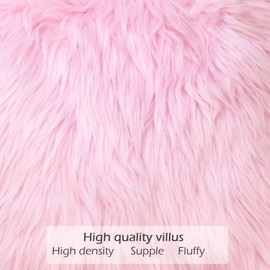 LIGICKY Set of 2 Luxury Series Soft Faux Fur Cushion Cover Decorative Square Plush Pillow Case Throw Pillow Cover for Couch Sofa Bed (Pink, 12 x 20 Inch)