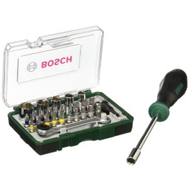 Bosch Bit- and Ratschenset 28tlg. with Bithalter-Schraubendreher 2607017331