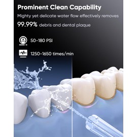 MySmile LP233 Pro UVC Sterilizable Countertop Water flossers for Teeth 800ML Digital Display Electric Oral Irrigator with a Water Filter 3 Modes and 6 Jet Tips (Lightning Silver)