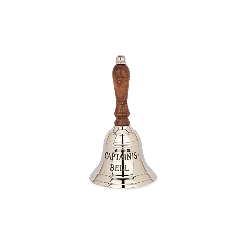 NKlaus Captain's Bell 11799 17 cm Solid Brass Silver Hand
