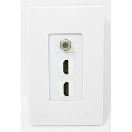 RiteAV - 2 Port HDMI 1 Coax Cable TV- F-Type Decorative Screwless Wall Plate