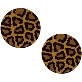 Set of 2 Leopard Print White Ceramic Cabinet Drawer Pull Knobs