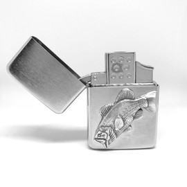 Bass Fishing Thunderbird Vector Pocket Lighter Stainless Steel Single Torch Cigar Lighter – Cigar Cutters by Jim