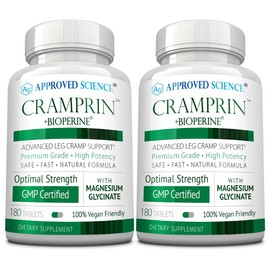 Approved Science Cramprin - High Absorption Magnesium, Vitamin B Complex, BioPerine - 6 Month Supply - 2 Bottles - Vegan