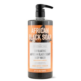 The Spathecary African Black Soap Exfoliating Body Wash with Coconut and Charcoal, Scrub, Soften, Stimulate, 32 oz
