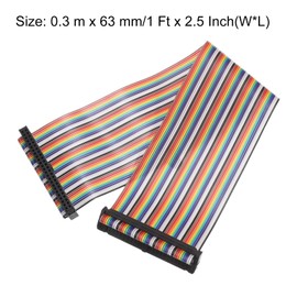 MECCANIXITY IDC Rainbow Wire Flat Ribbon Cable 2.54mm Pitch 50 Pin Connection Line FC Dual Female Black Connector for DIY Experiment 1 Ft Length 1 Pcs