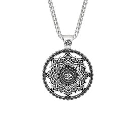 HAQUIL Mandala Flower Geometry Circle Necklace, Flower of Life Religous Amulet Necklace, Jewelry for Men Women