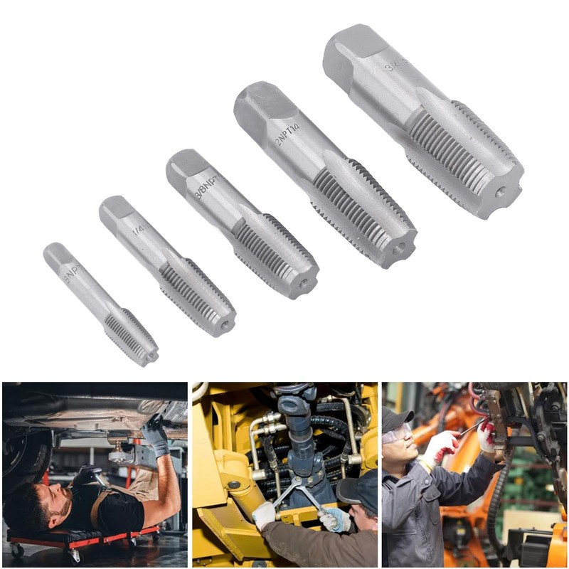 5 Piece NPT Pipe Tap Set, Carbon Steel Threaded Plumbing