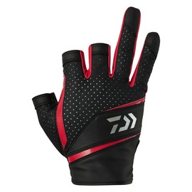 Daiwa 25DG-2225 Faux Leather Gloves, 3-Cut Red, M