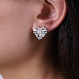 Atentuyi Butterfly Stud Earrings Silver Tiny CZ Earrings Crystal Stud Earrings Small Sparkling Earrings Wedding Rhinestone Earrings Jewellery for Women and Girls, Crystal