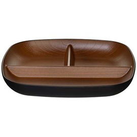 Yamanaka-nuri Natural Zelkova Wood Grain Square Plate, Black & Brown M16960-7