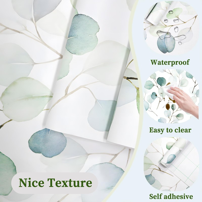 HAOKHOME Shelf Liner and Cabinet Liner Boho Leaf, Self-Adhesive Drawer