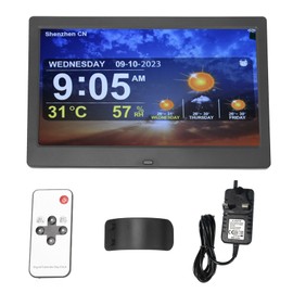 Digital Calendar Alarm Clock 10 Inch Large Display WiFi Auto Dimmable Date Day Alarm Clock with Remote Control for Home  Black