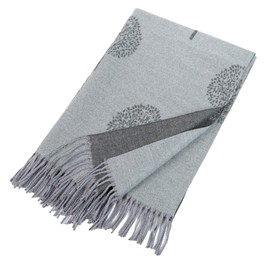 World of Shawls WINTER WARMER Reversible Thick Long Mulberry Tree Print Fashion Scarf Blanket Wrap (Grey/Silver)