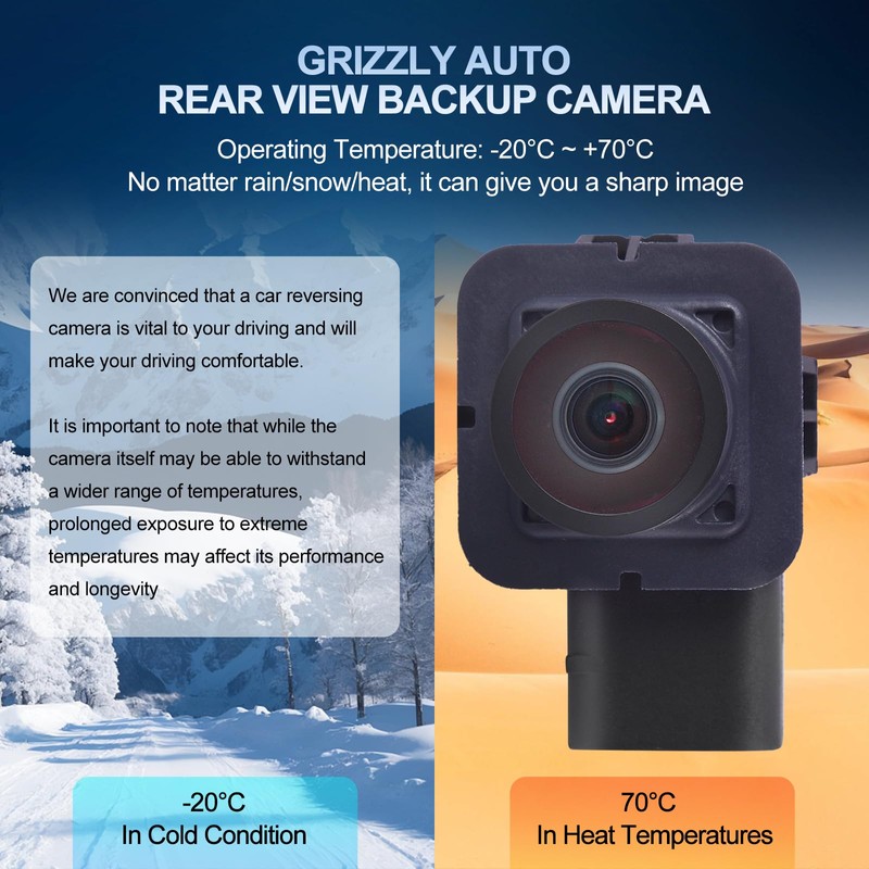 GRIZZLY AUTO Rear View Backup Camera Replacement for Ford Flex
