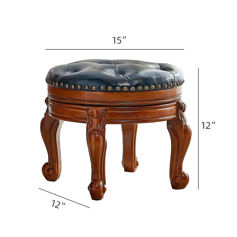 ZIRKOOON Solid Wood Foot Stool Round Ottoman Mid-Century Footrest Sofa