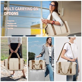 FIORETTO Designed for Ryanair Cabin Bags 40x20x25 Underseat Convertible Cabin Bag 45X36X20 for New Easyjet, Carry On Travel Weekend Overnight Duffle Hospital Bag Hand Luggage Bag for Women Men Beige