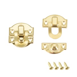 sourcing map Box Latch, Retro Style Small Size Golden Decorative Hasp Jewelry Cases Catch w Screws 2 pcs