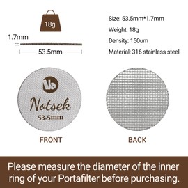 NOTSEK Puck Screen 54mm for Breville, Espresso Puck Screen for 54mm Portafilter with Acrylic Storage Box, Resuable 1.7mm Thickness 150m, 316L Stainless Steel Filter Screen for Breville Barista Espress