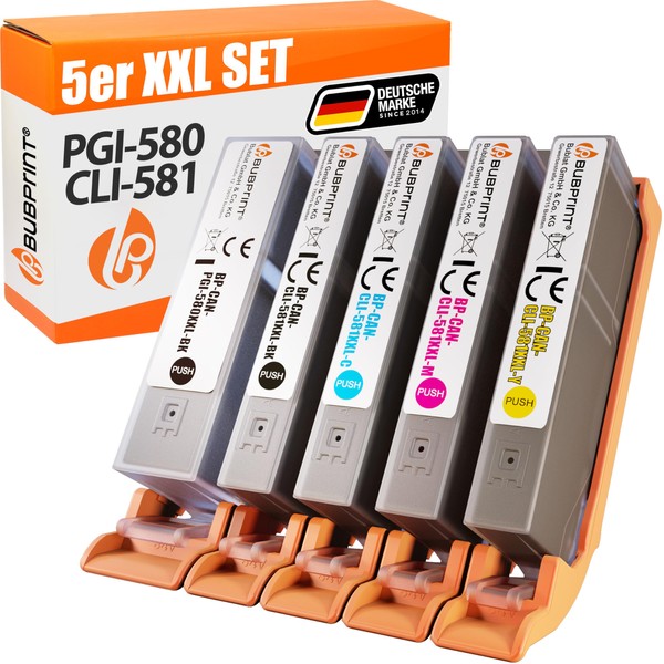 Bubprint 5 Printer Cartridges Compatible with Canon PGI-580 CLI-581 XL