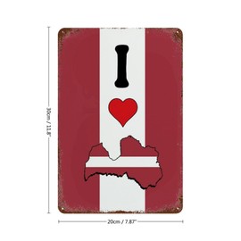 I Love My Country Latvia Customized Metal Wall Décor for Front Door Men Garage 8"x12" State Flag Map Sailor Sailing Country Metal Tin Sign for Backyard Tin Signs