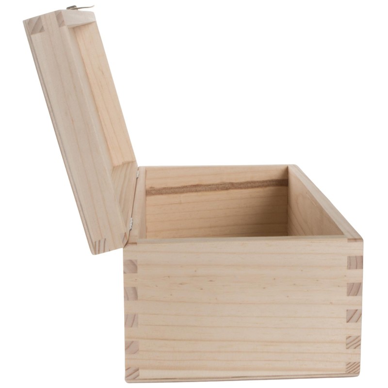 WooDeeDoo Oblong Wooden Storage Box with Hinged Lid and Clasp