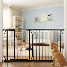 Vothco Extra Wide 57.5-62 Inch Large Baby Gates for Stairs, Doorways - No Drilling, Pressure Mounted Pet Gates for Kids & Dogs