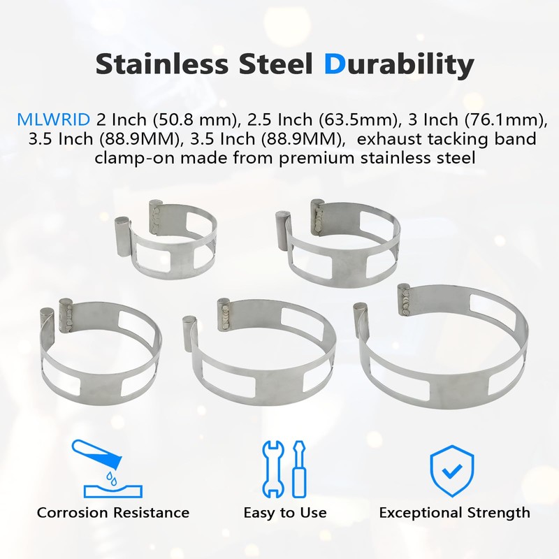 5PCS Stainless Steel Welding Tacking Band Clamp,Clamp-On Exhaust Pipe Tacking