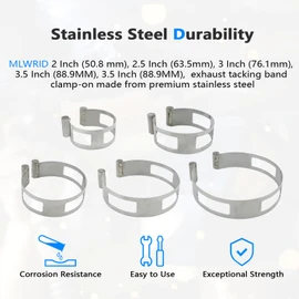 5PCS Stainless Steel Welding Tacking Band Clamp,Clamp-On Exhaust Pipe Tacking Band for Welding Fabrication (Including 2 Inch 2.5 Inch 3 Inch 3.5 Inch 4 Inch)