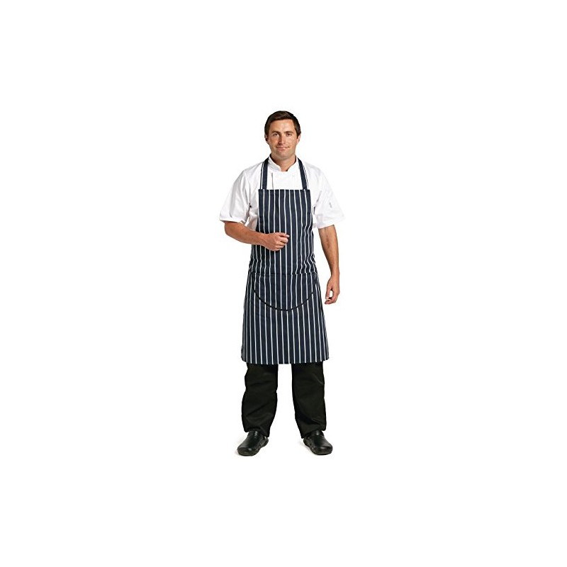 Whites Chefs Clothing A535 Poly-Cotton Butchers Apron, Blue Stripe