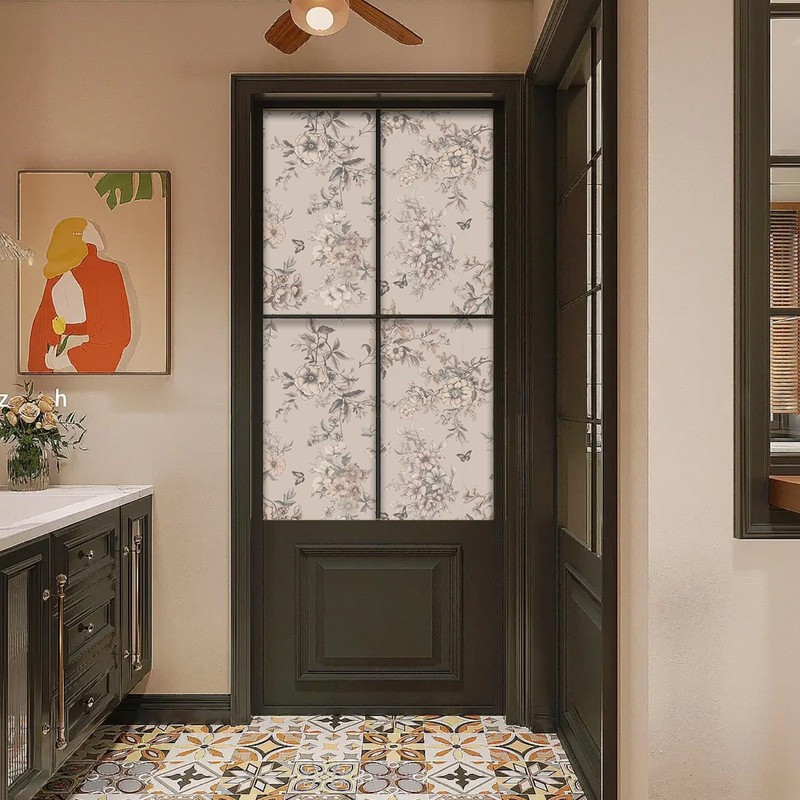 Yancorp 17.3"x118.1" Grey Beige Textured Peel and Stick Flower Wallpaper