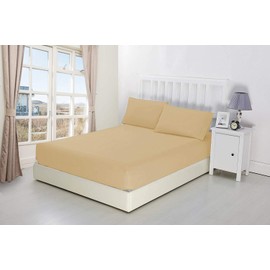 CreationsMart Luxury Bedding 100% Egyptian Cotton 40CM/16 Extra Deep Fitted Sheets (Beige, King)