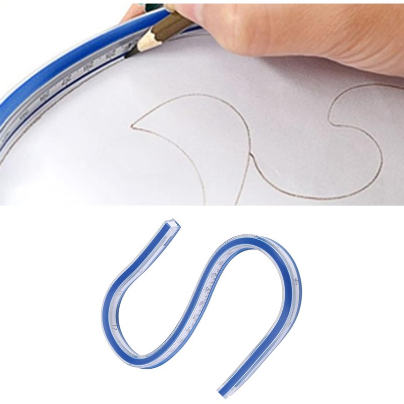 Regla Flexible Curvas Dibujo 30 cm Vinilo Plástico Azul Artesanía