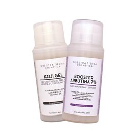 Nuestra Tierra Cosmetica Kit Despigmentante, Koji Gel y Booster Arbutina 7%, Tratamiento Facial y Corporal, 100ml Cada Uno
