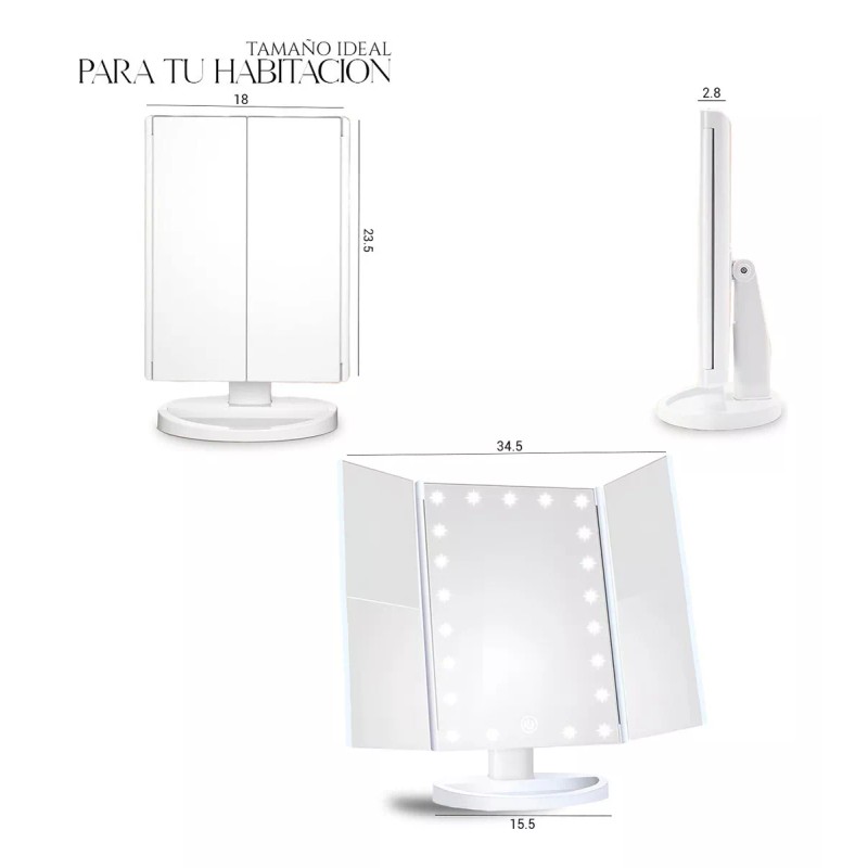 Shendy Vendy Espejo De Maquillaje Led Con Pantalla Táctil Rotacion